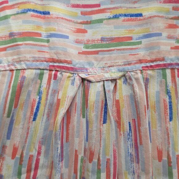 Womens Sz 1X Multicolor V-Neck Pleated 3/4 Sleeve Fairy Beach Vacation Tunic Top - Picture 4 of 11